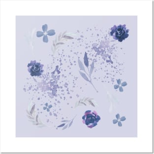 purple flower watercolor pattern Posters and Art